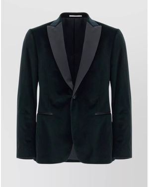 Pal Zileri Ceremony Line Velvet Blazer With Satin Lapel - Blue