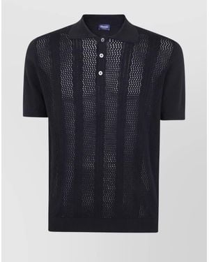 Drumohr Ribbed Collar Polo Shirt - Black