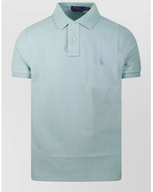 Ralph Lauren Short Sleeve Polo Collar Knit Top - Blue