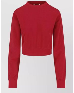 AURALEE Crew Neck Sweatshirt Long Sleeves Ribbed Finish - Red