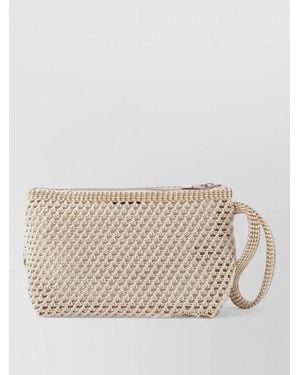 Burberry 658 Crochet Cotton Pouch Shoulder Clutch - Natural