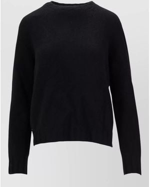 LA ROSE Crew Neck Knitwear Long Sleeve Ribbed Trim - Black