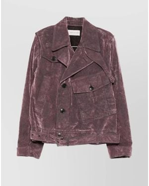 Dries Van Noten Corduroy Biker Jacket - Purple
