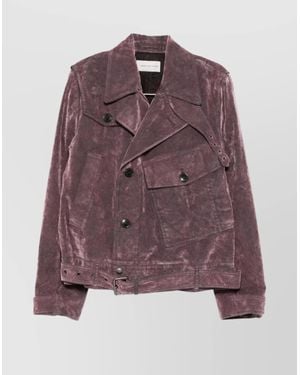 Dries Van Noten Corduroy Biker Jacket - Purple