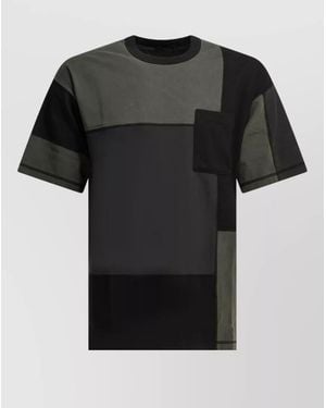Comme des Garçons Patchwork Crew Neck T Shirt Chest Pocket - Black