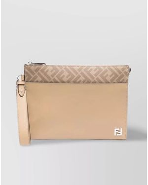 Fendi Leather Clutch Bag - Natural