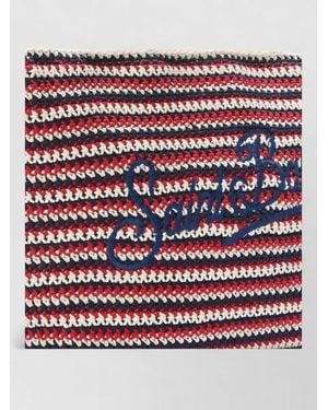 MC2 Saint Barth Crochet Large Striped Tote Bag Logo - Red
