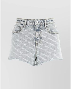 Alexander Wang Logo-Print Denim Short Shorts - Blue