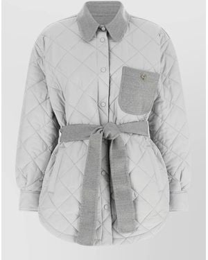 Fabiana Filippi Quilted Belted Oversized Coat - Gray