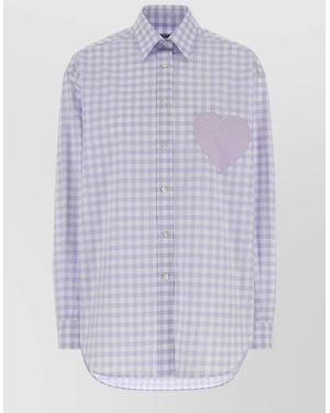 Moschino Cotton Embroidered Poplin Oversized Shirt - Purple
