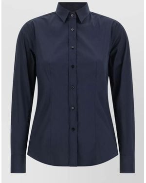 Xacus Sara Collared Long Sleeve Shirt Tailored Seams - Blue