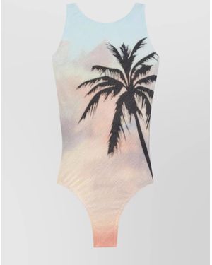 Palm Angels Open Back One Piece Swimsuit - Multicolour