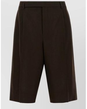 Saint Laurent Wool Flannel Mid-Rise Straight-Leg Bermuda Shorts - Black