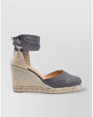 Castañer Raffia Wedge Espadrilles - Gray