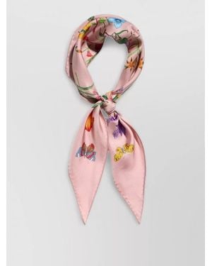 Gucci Floral Twill Hair Scarf Handcrafted Design - Pink