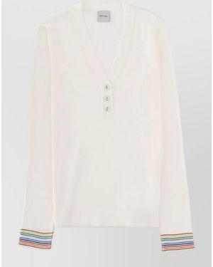 Paul Smith Cotton V-Neck Jumper - Natural