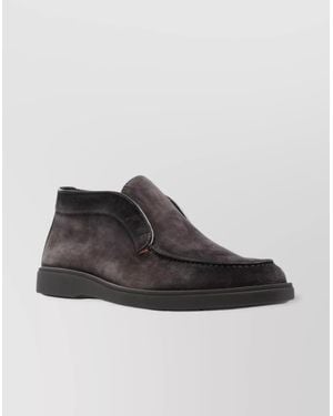 Santoni Dragon Suede Ankle Boot With Round Toe Design in  display picture 1