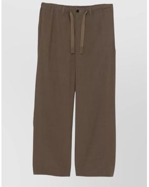 Sacai Cotton Straight-Leg Cropped Trousers - Brown
