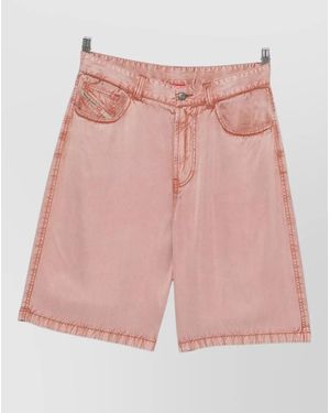 DIESEL Viscose High-Rise Wide-Leg Knee-Length Bermuda Shorts - Pink