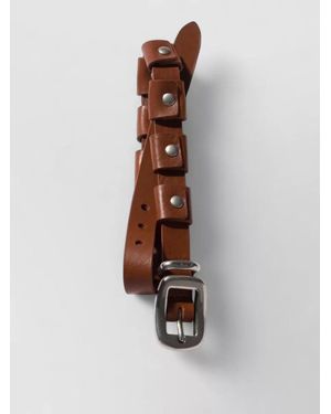Miu Miu Adjustable Belt Metal Buckle Studded Design - White
