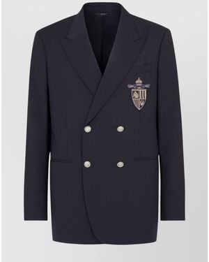 Fendi Wool Double-Breasted Blazer - Blue