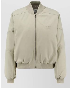 MM6 by Maison Margiela Ribbed Cotton Asymmetric Jacket - Natural