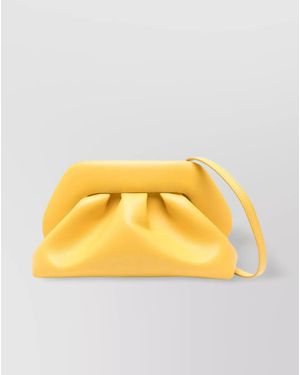 THEMOIRÈ Tia Pleated Rectangular Clutch Bag With Top Handle - Yellow