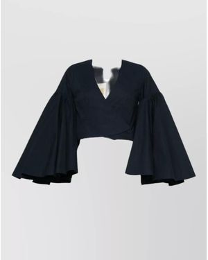 Jacquemus Peasant Wrap Top V Neckline Tie Back - Blue