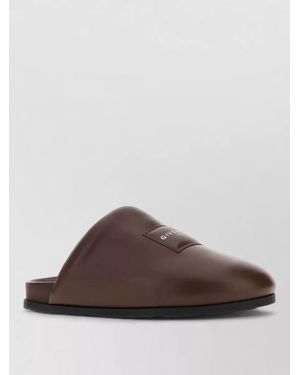 Givenchy Leather Slippers Flat Sole Design - Brown