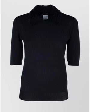 Fabiana Filippi Ribbed Slim-Fit Knit Polo Shirt - Black