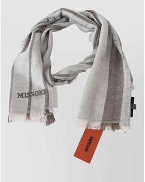 Missoni Striped Wool Neck Wrap Scarf - Grey