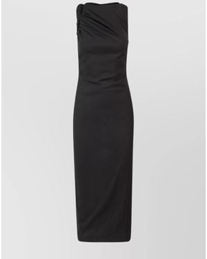 Versace Draped Cutout Sleeveless Midi Dress - Black