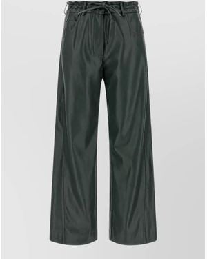 Nude Faux Leather Wide-Leg Trousers - Green