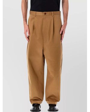 Junya Watanabe Pleated Front Chino Pants And Pockets - Natural