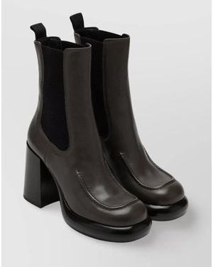 Burberry Leather Chelsea Wedge Boots - Black