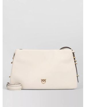 Pinko Triple Leather Crossbody Clutch Shoulder Bag - Natural