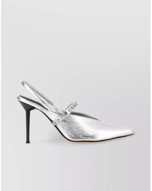 McQueen Metallic Leather Court Shoes Studded Detail - White