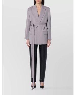 Victoria Beckham Wool Belted Jacket - Grey