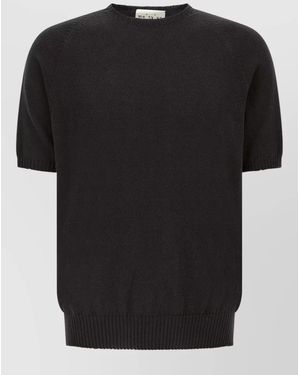 Ma'ry'ya Cotton Crew Neck Short Sleeve Knit - Black