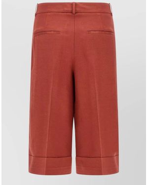 Peserico Viscose Linen Knee-Length Shorts - Red