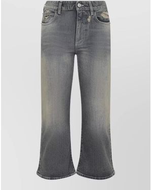 Balenciaga Denim Mid-Rise Cropped Flared Pants - Gray