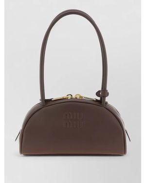 Miu Miu Beau Small Leather Shoulder Bowling Bag - Brown