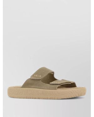 Veja Suede Double Strap Slippers Textured Sole - Multicolour