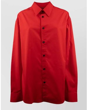 Celine Long Sleeve Shirt Point Collar Design - Red