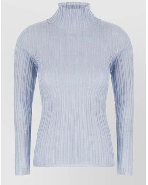 Fabiana Filippi High Neck Viscose Blend Slim Jumper - Blue
