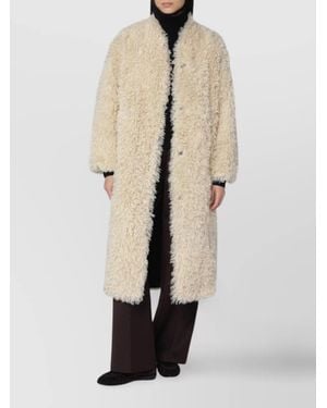 Stand Studio Long Faux Fur Coat With Side Pockets - Natural