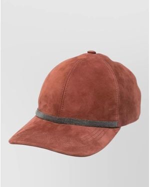 Brunello Cucinelli Leather Baseball Cap Contrast Band Design - Red
