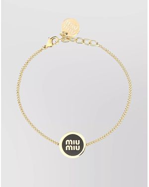 Miu Miu Chain Link Metal Bracelet Enameled - White