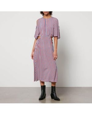 Stella Nova Checked Satin Midi Dress - Purple
