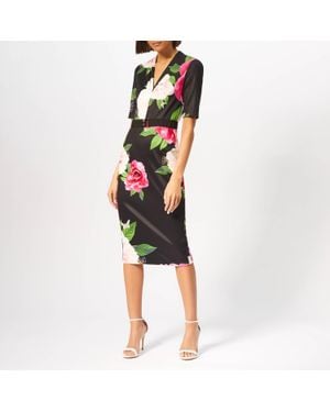Ted Baker Gilanno Magnificent V Neck Bodycon Dress - Black